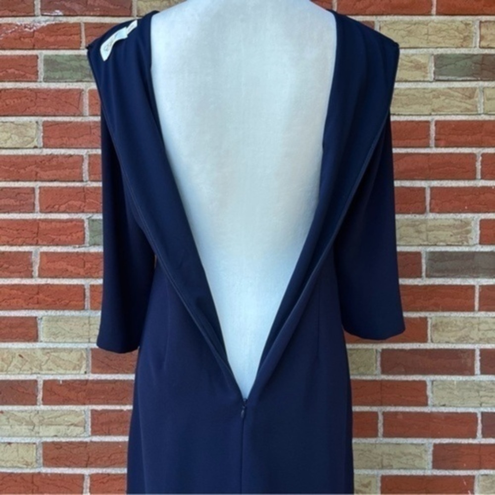 Eliza J Embroidered Round Neck Blue Pink White 3/4 Sleeve Dress 👗 - Picture 7 of 10